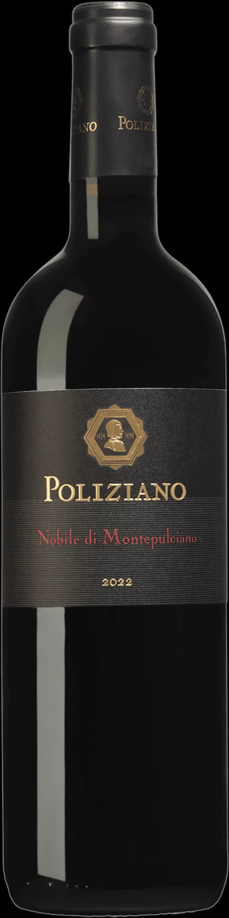 Flaska av rött vin från Poliziano