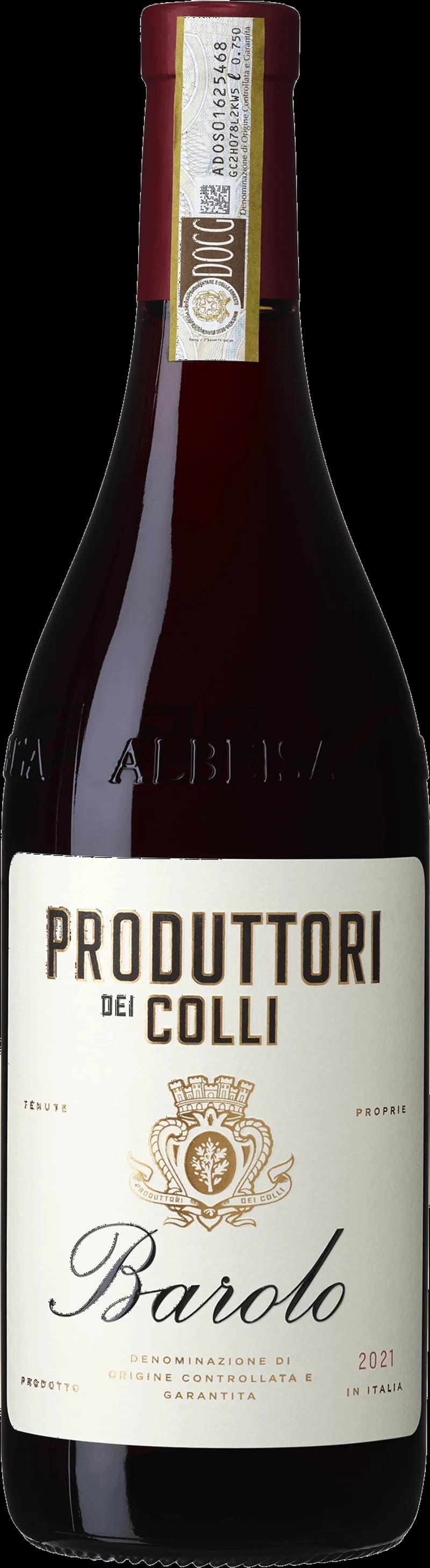 Flaska av rött vin från Produttori dei Colli