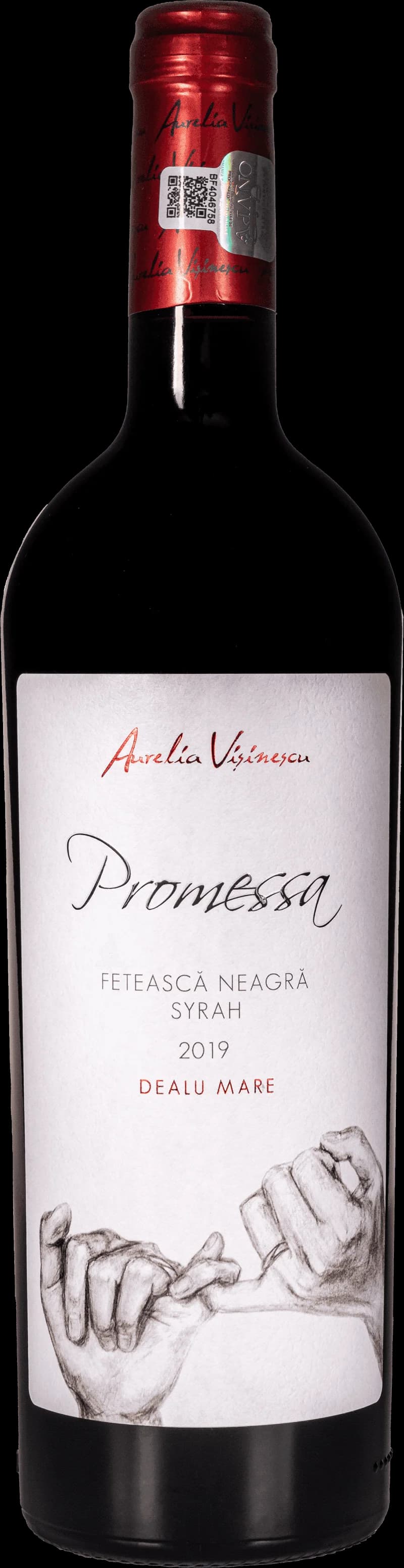 Flaska av rött vin Promessa på vit bakgrund