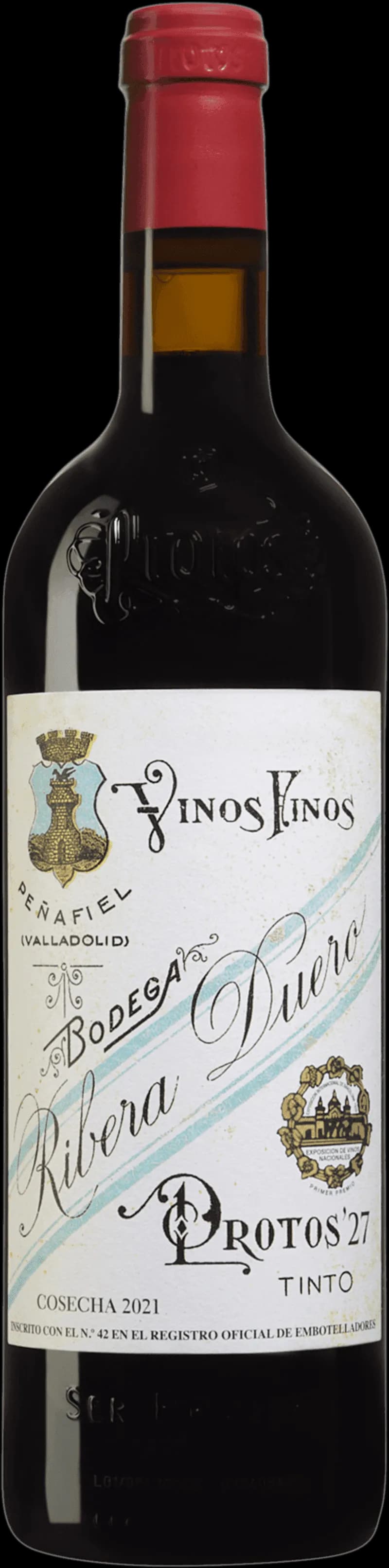 Flaska av rött vin Protos 27 från Bodegas Protos i Ribera del Duero.