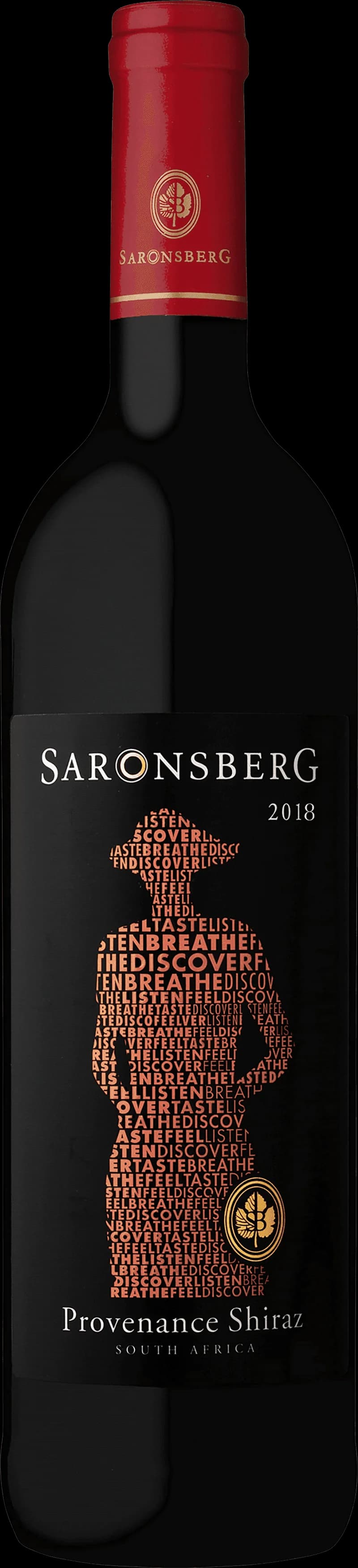 Flaska rött vin från Provenance med etikett och glas i bakgrunden