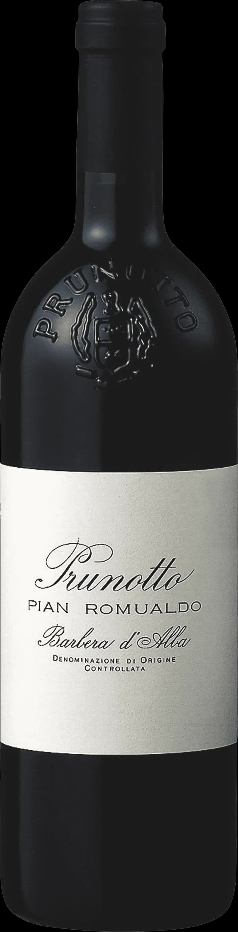 Flaska av Prunotto rött vin på en bordsservering.