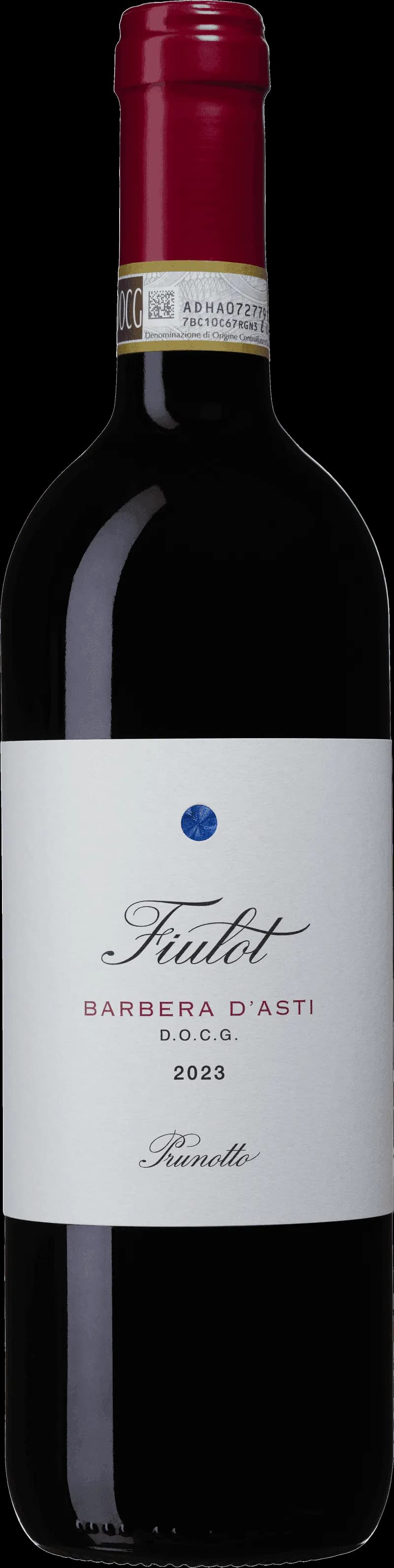 Flaska av Prunotto rött vin på en bordsservering.