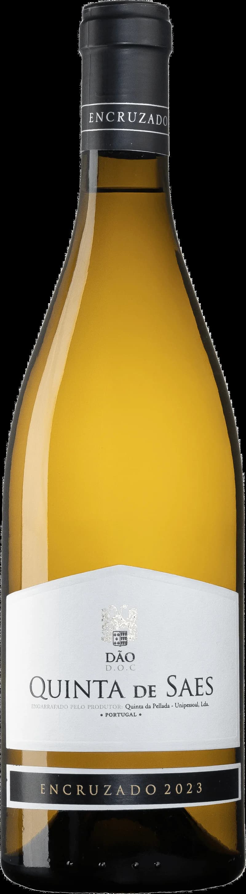 Flaska och glas med vitt vin från Quinta da Pellada