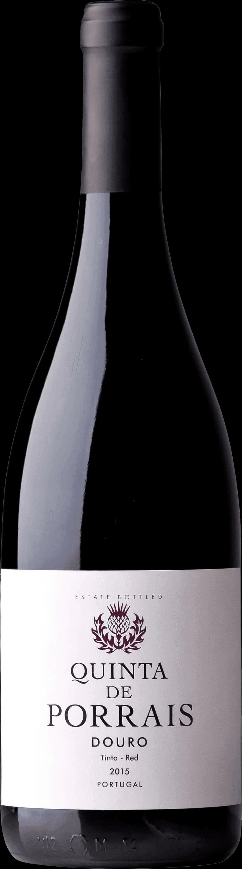 Flaska av rött vin från Quinta de Porrais