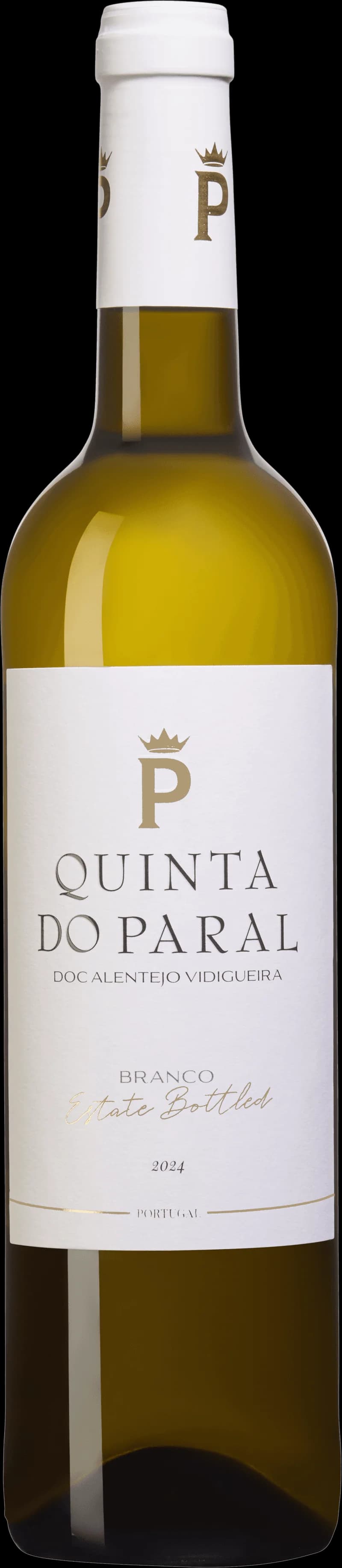 Flaska Quinta do Paral vitt vin mot ljus bakgrund