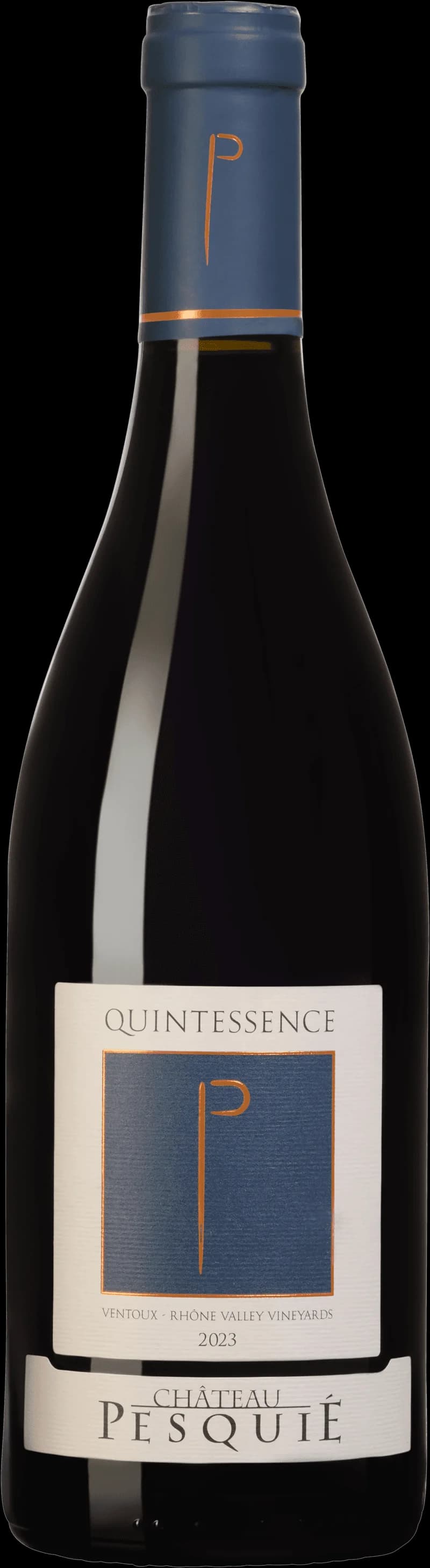 Flaska av rött vin från Quintessence