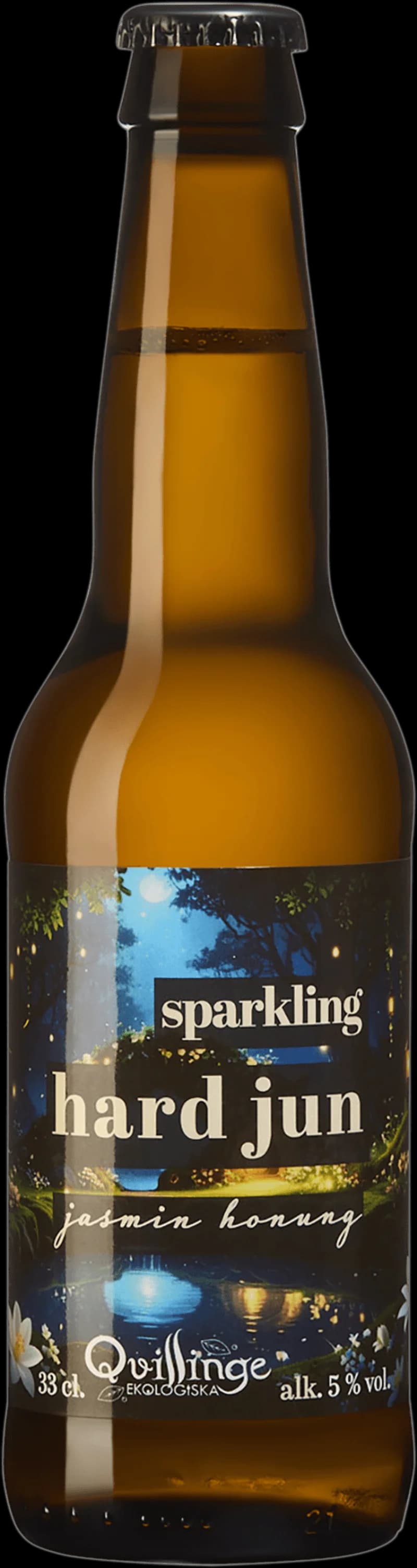 Urval av drycker från Qvillinge, inklusive vin och sprit.