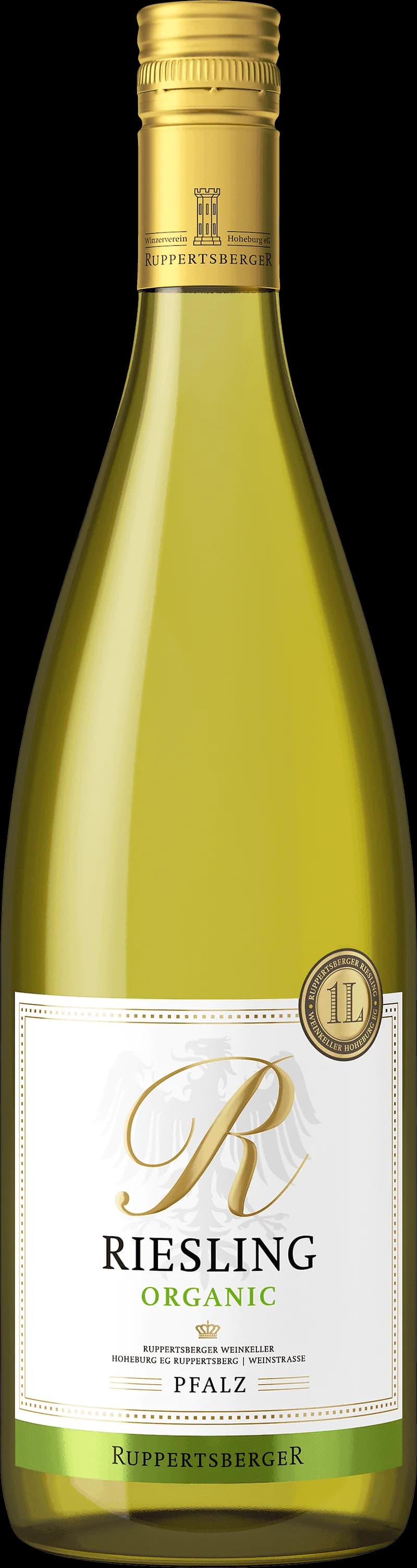 Flaskor med rött och vitt vin på en hylla