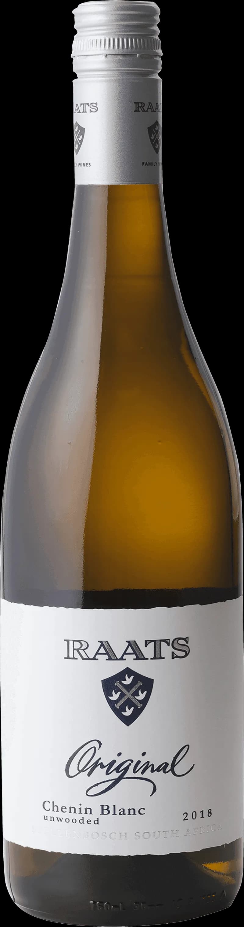 Flaska med vitt vin från Råds vingård