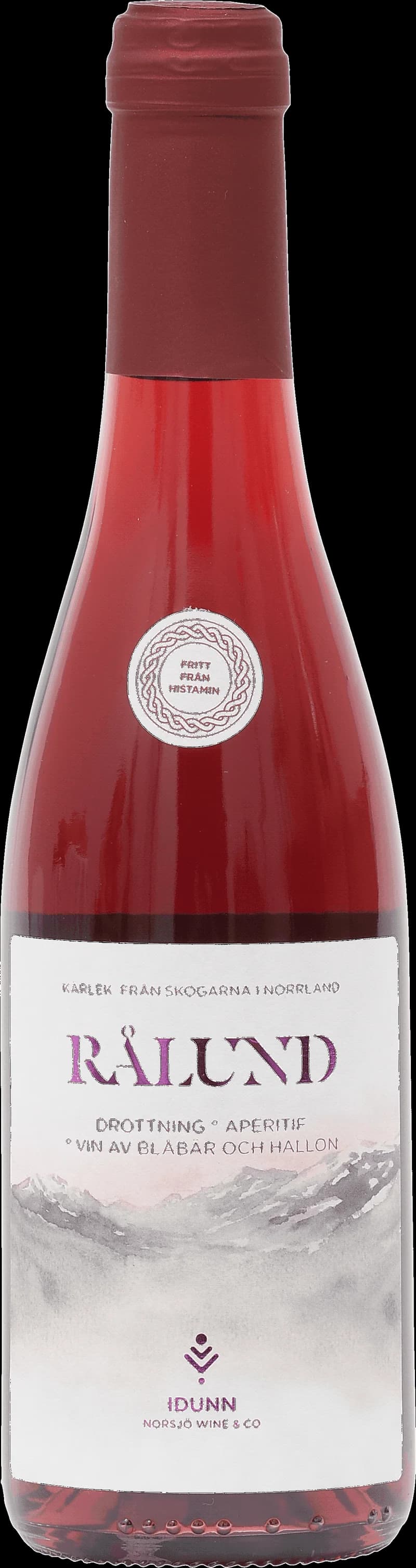 Rålund Drottning smaksatt vin och fruktvin i en elegant flaska.