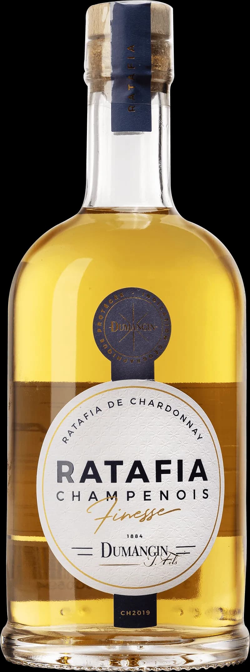 Flaska Ratafia de Champenois Finesse starkvin på vit bakgrund