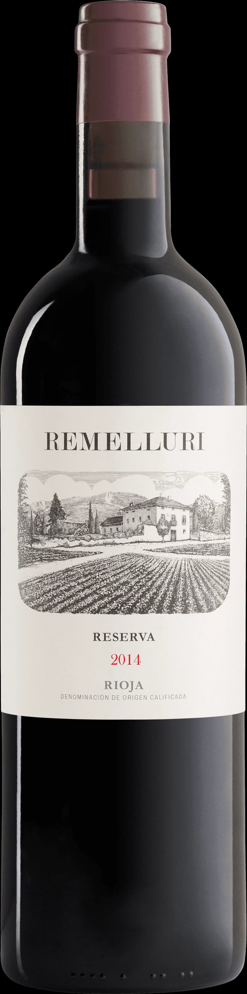 Flaska av Remelluri rött vin mot en mörk bakgrund