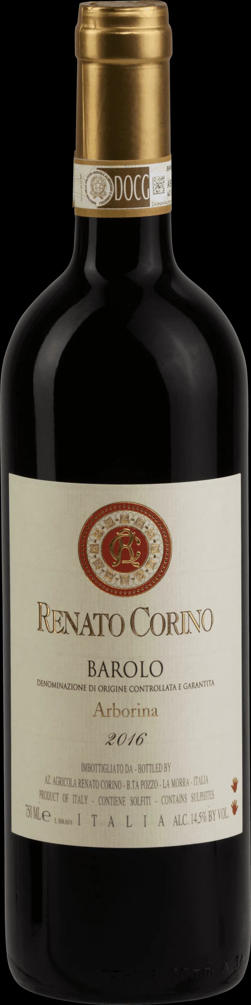 Flaska av rött vin från Renato Corino