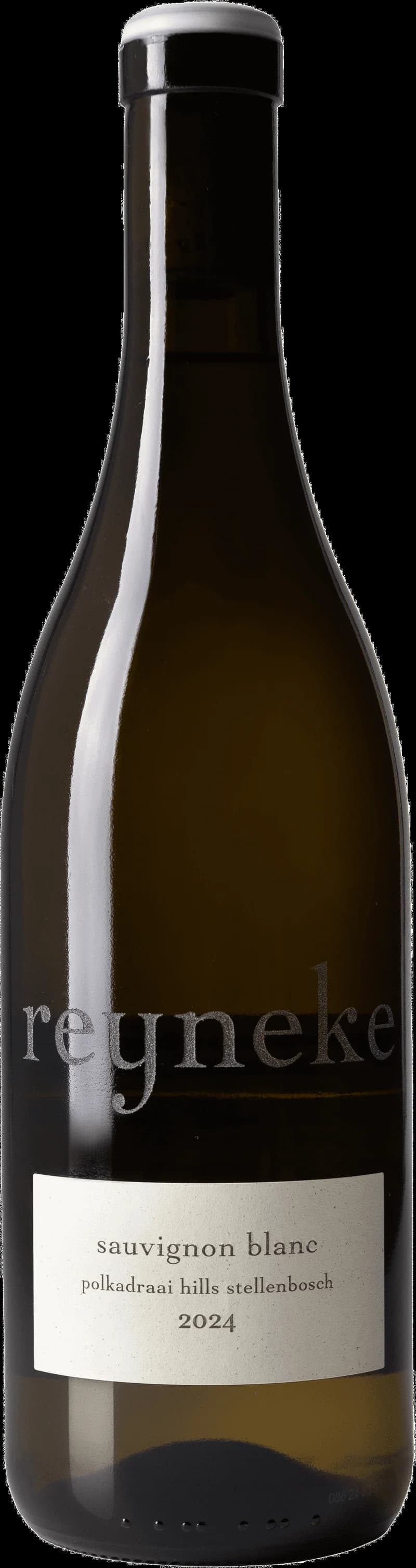 Flaska av vitt vin från Reynke Estate, ekologiskt och biodynamiskt.