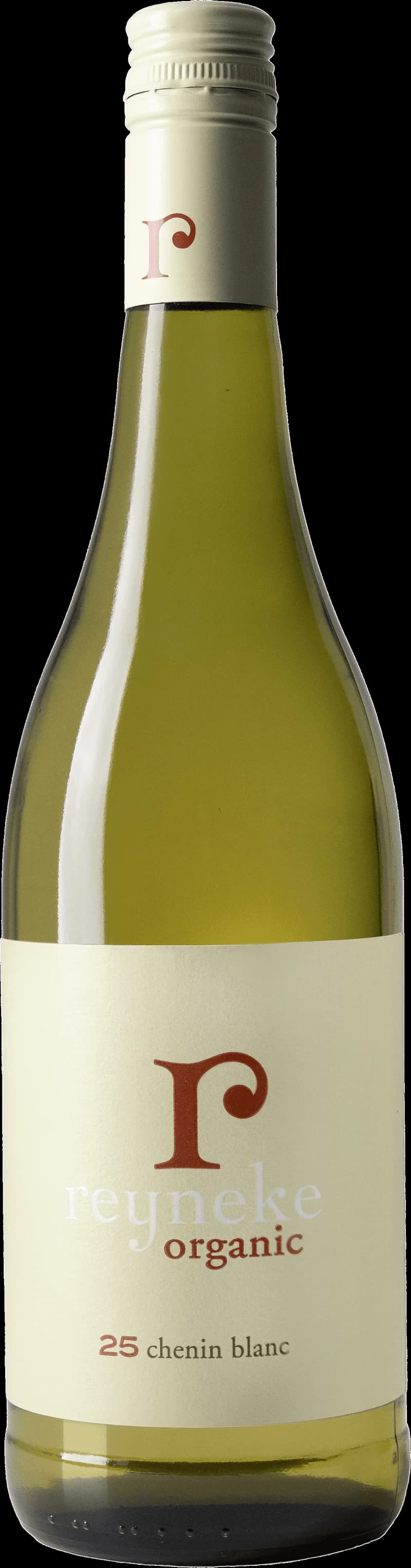 Flaska av Reynke vitt vin, årgång 2012/501, på vit bakgrund.