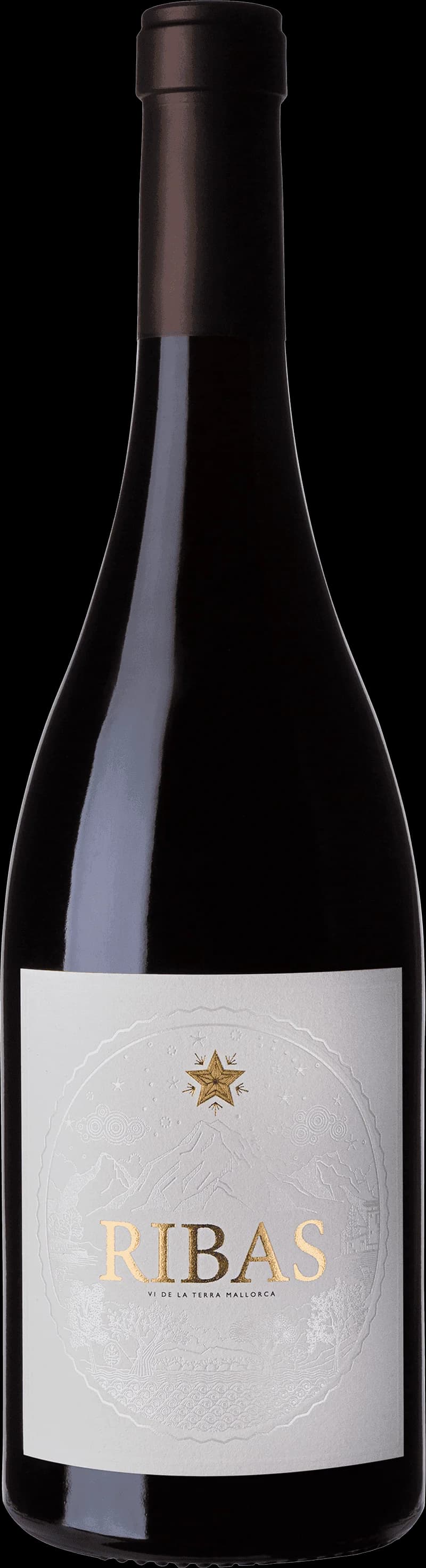 Flaska med Ribas rött vin på en bordsservering.