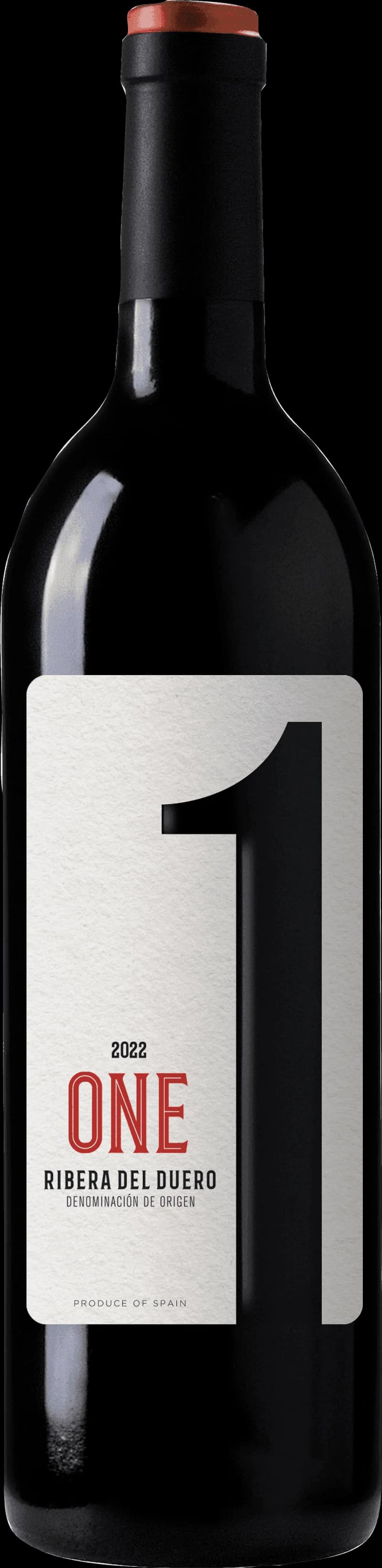 Flaska rött vin från Ribera del Duero med etikett