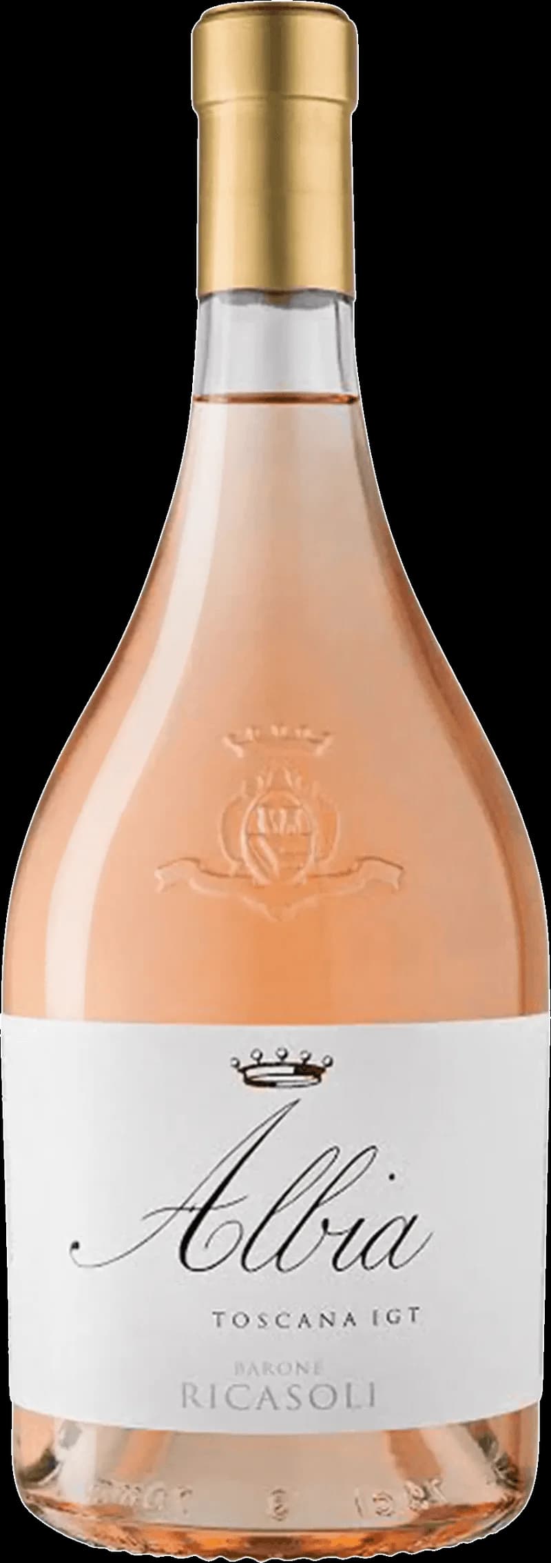 Ricasoli rosévin i ett vinglas mot en ljus bakgrund