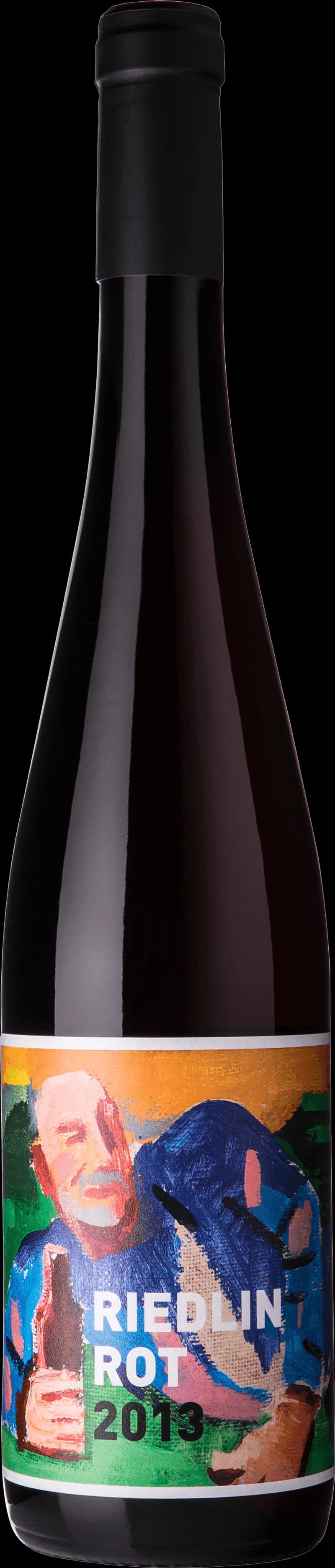 Flaska med rött vin från Riedlin