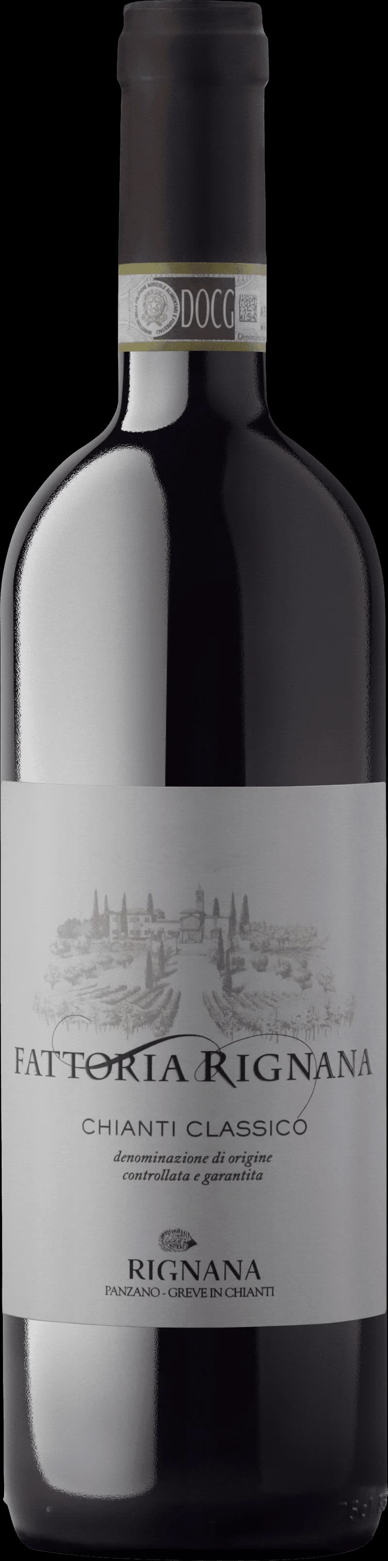Flaska med rött vin från Rignana