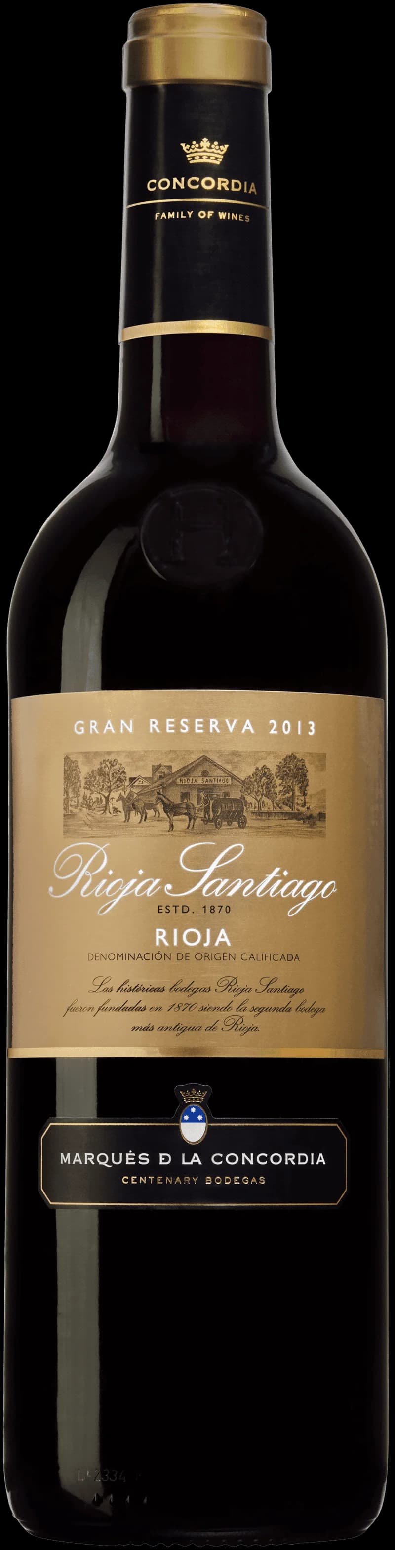Flaska av rött vin från Rioja Santiago