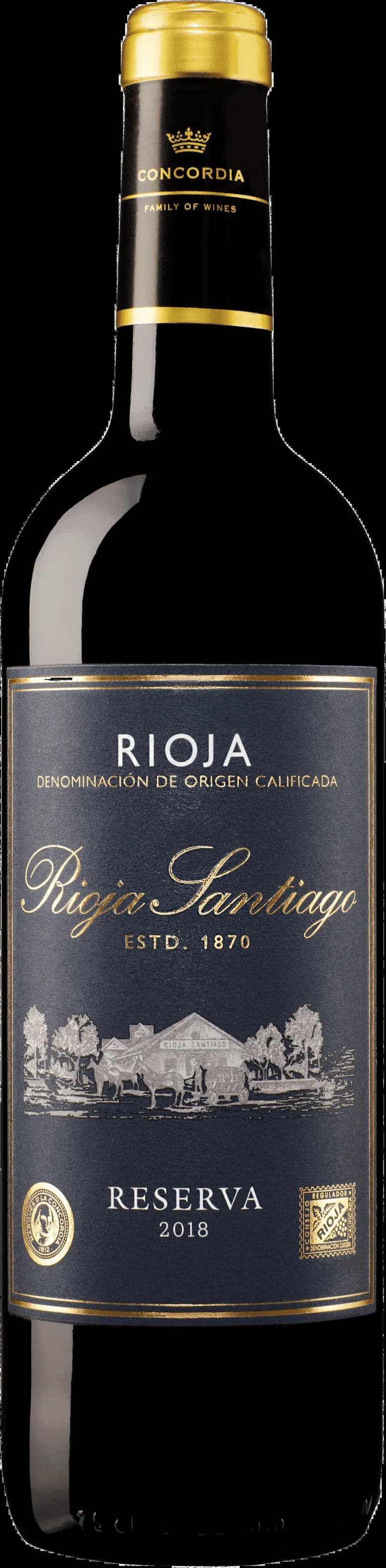 Flaska med rött vin från Rioja Santiago