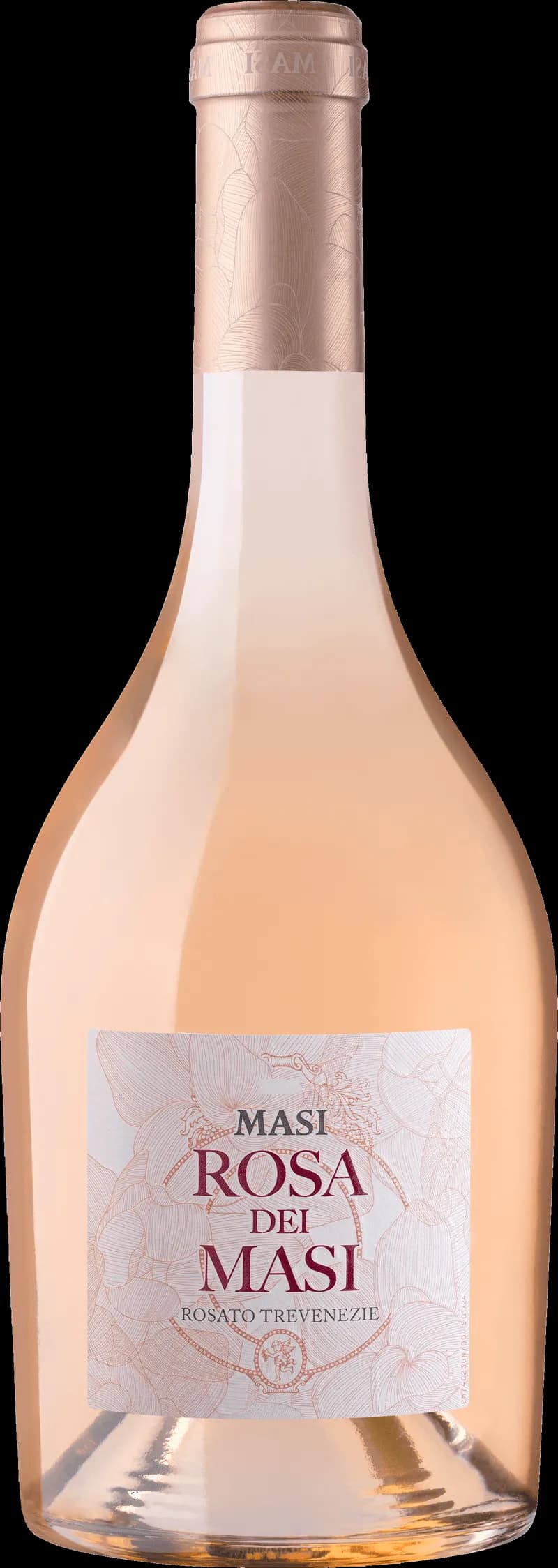 Flaska av Rosa dei Masi rosévin på vit bakgrund.