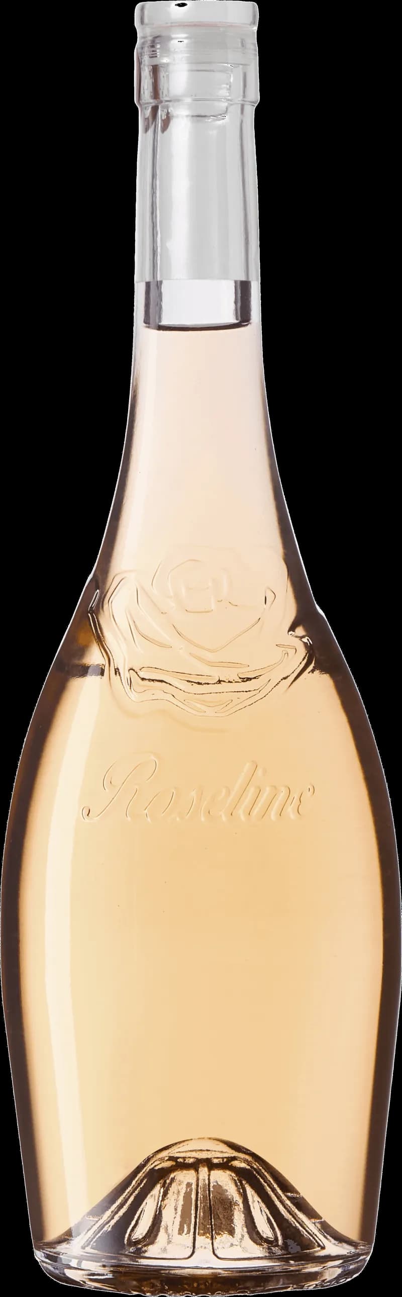 Flaska med Roseline rosévin mot ljus bakgrund