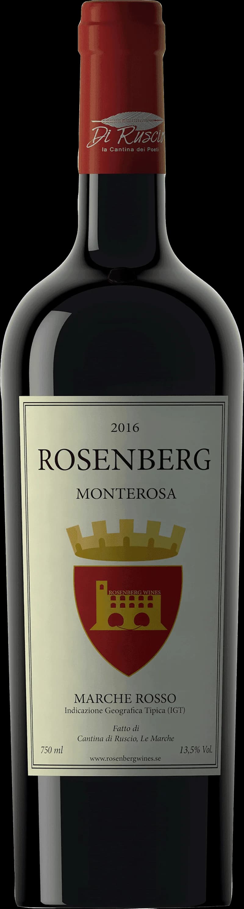 Flaska av rött vin från Rosenberg Monterosa