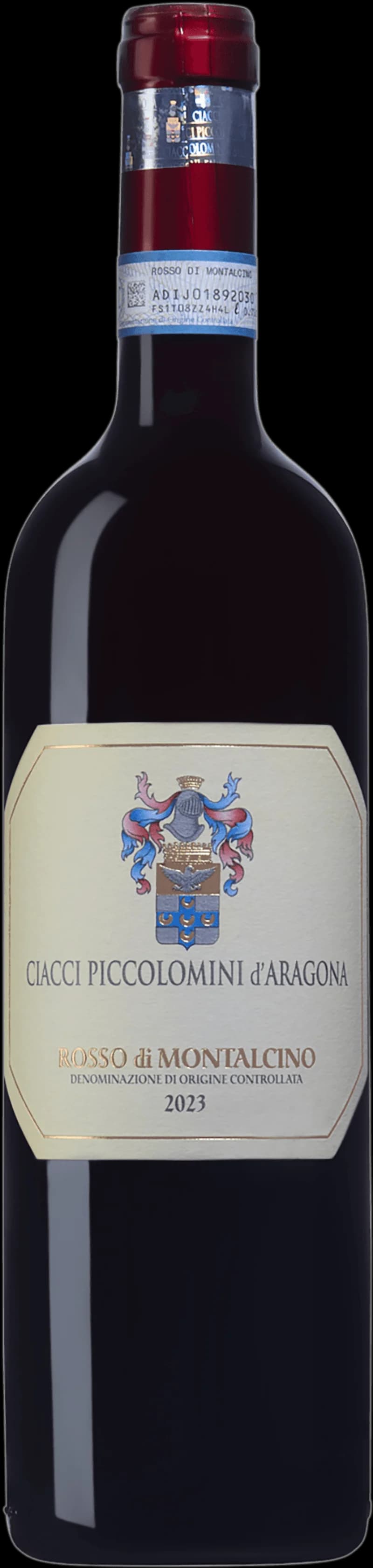 Flaska Rosso di Montalcino rött vin på bordet