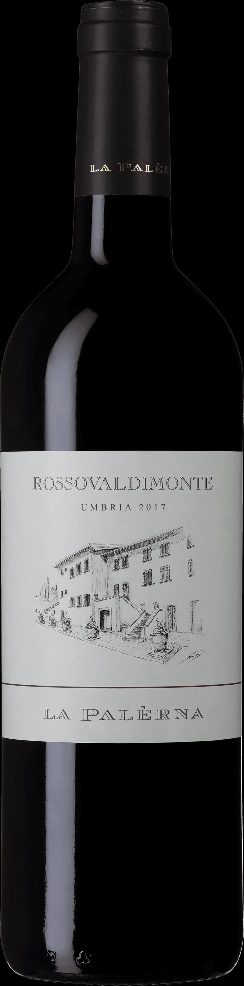 Flaska av rött vin Rosso di Valdimonte på vit bakgrund