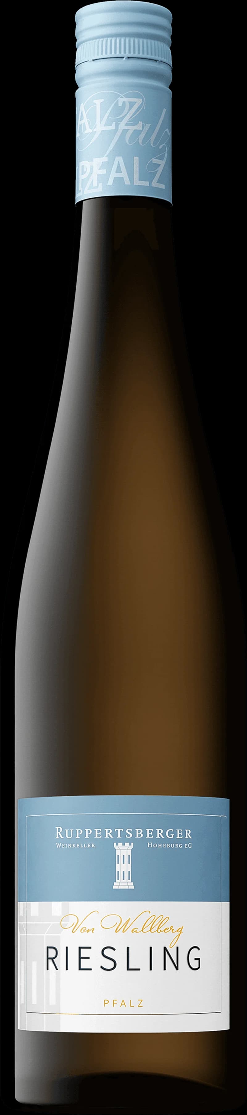 Flaska och glas med vitt vin från Ruppertsberger