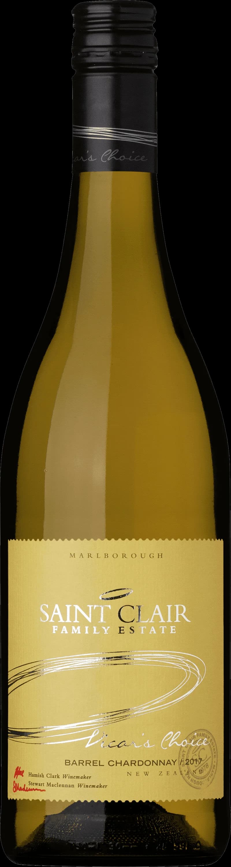 Flaska och glas med Saint Clair vitt vin