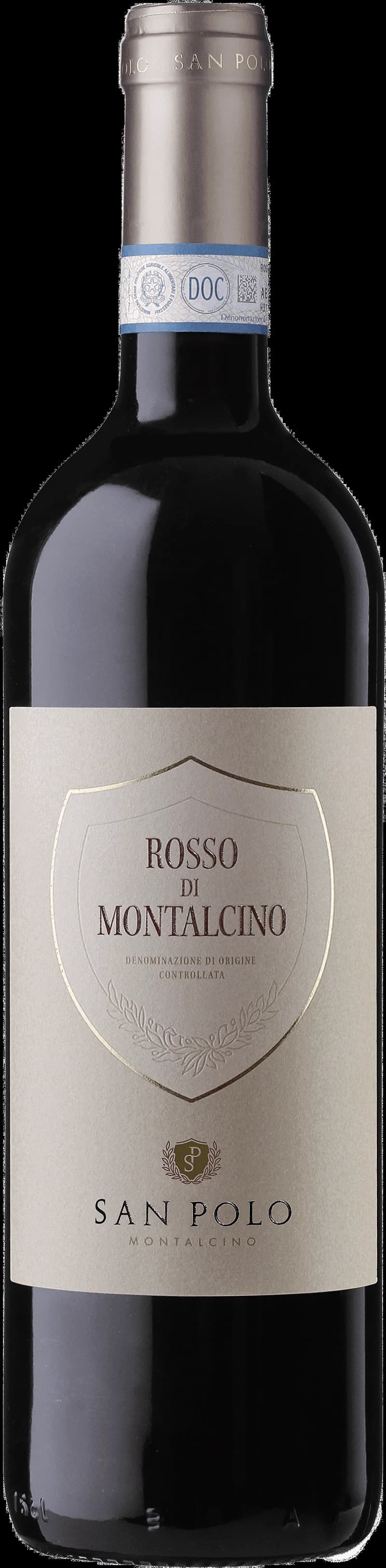 Flaska och glas med rött vin från San Polo
