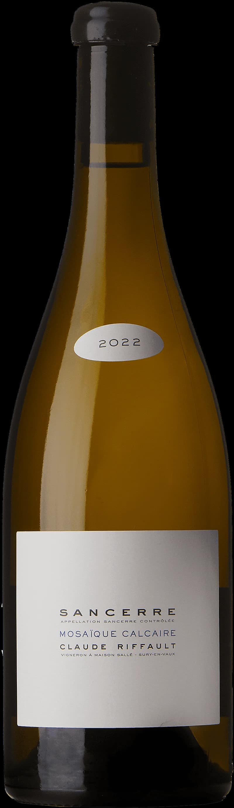 Flaska Sancerre Mosa Que Calcaire vitt vin mot en ljus bakgrund.