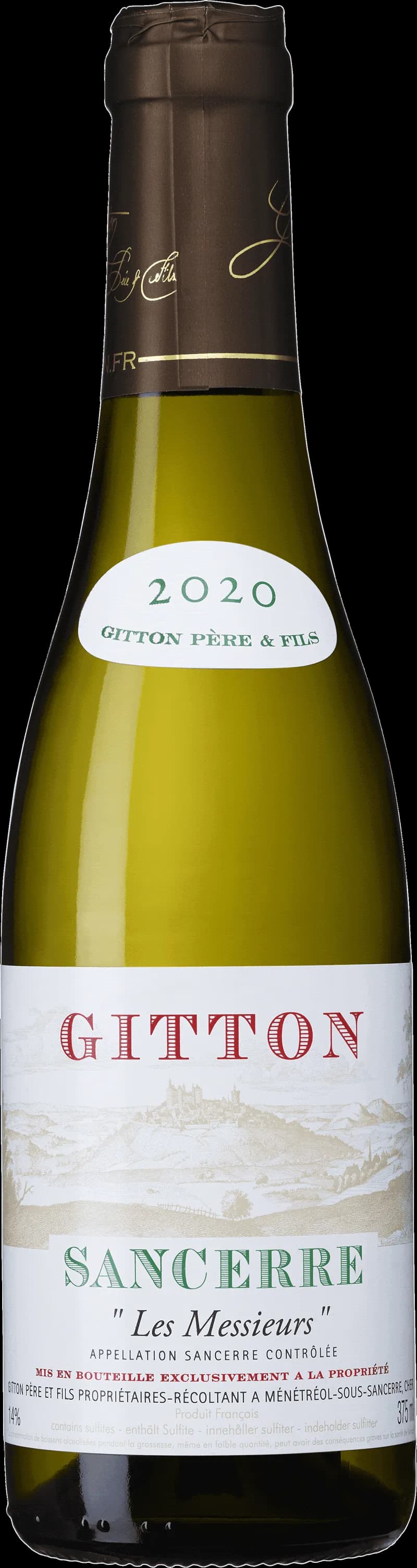 Ett glas svalt Sancerre vitt vin på en ljus yta.