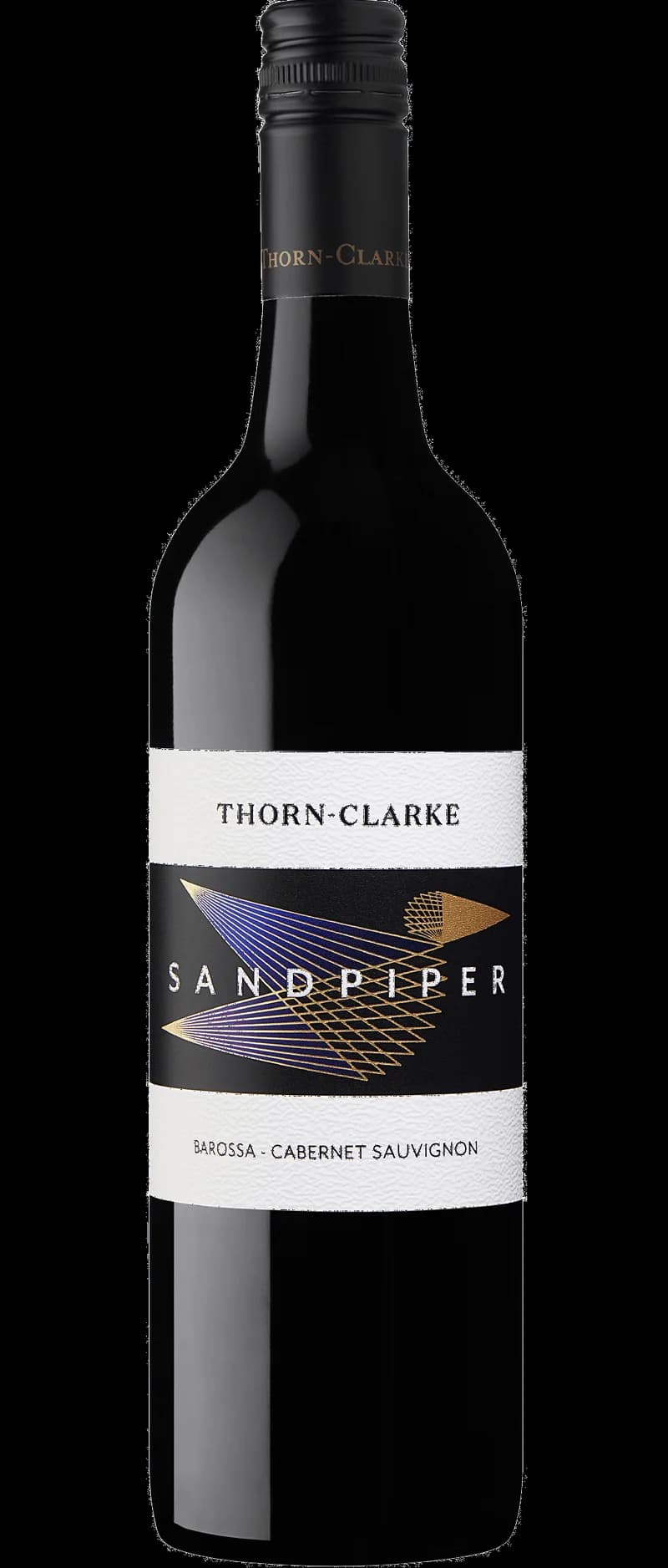 Flaska av Sandpiper Barossa rött vin mot neutral bakgrund.
