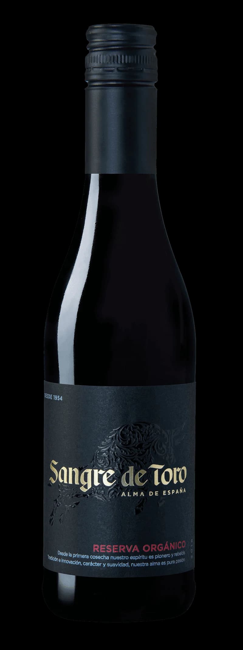 Flaska av rött vin Sangre de Toro på en bordsservering.