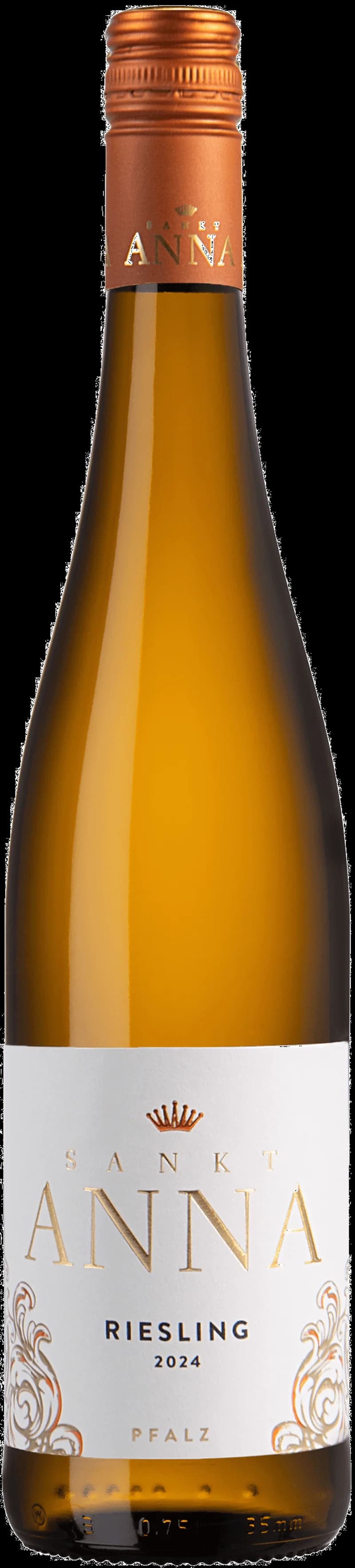 Flaska och glas med vitt vin från Sankt Anna