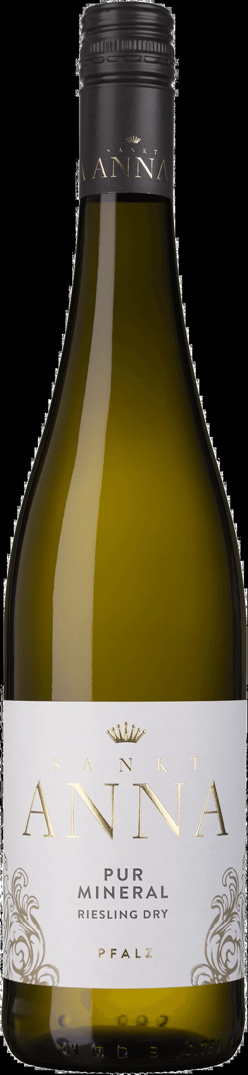 Flaska av vitt vin från Sankt Anna på en ljus bakgrund.
