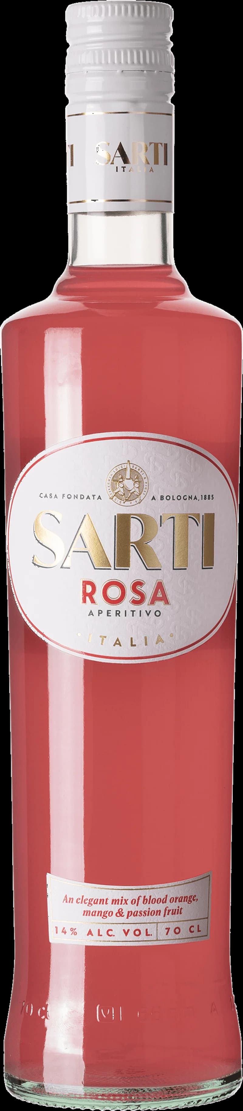Sarti aperitifer serverade i glas på en bricka.