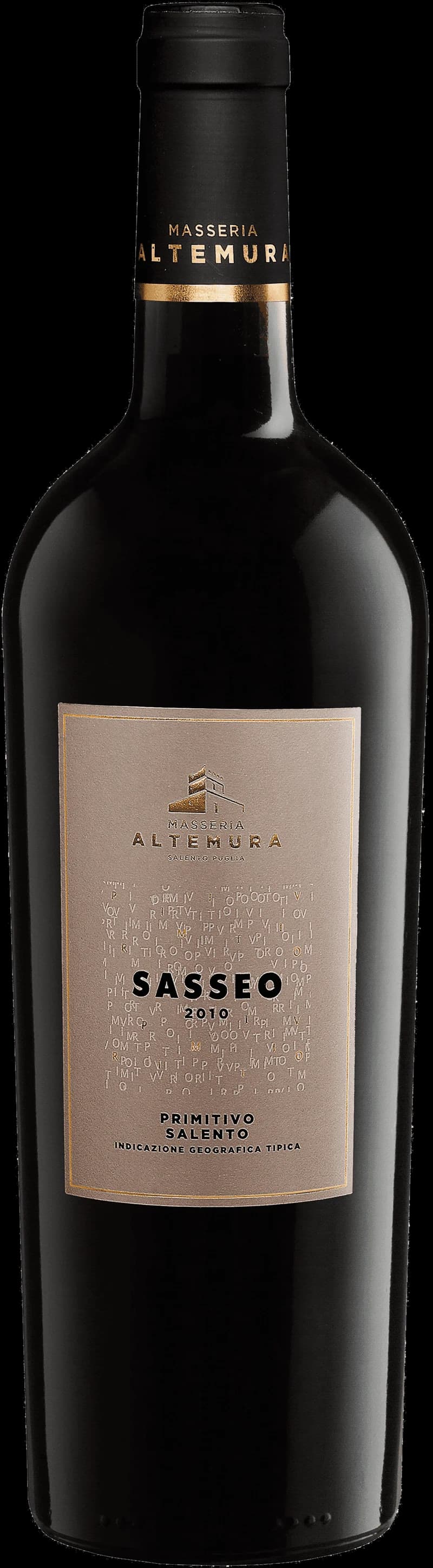 Flaska med rött vin från Sasseo
