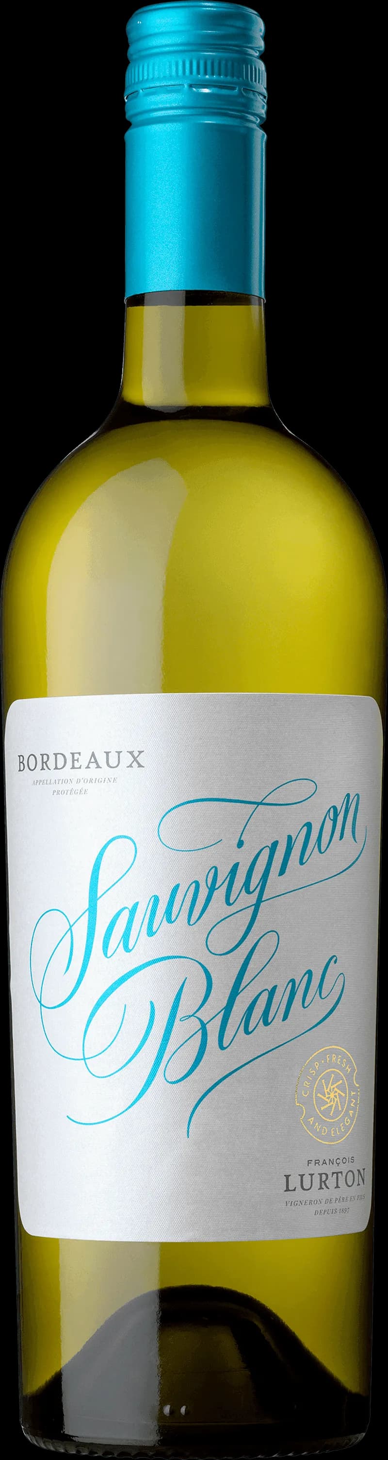 Flaska av Sauvignon Blanc de Lurton, ett vitt vin från Frankrike.
