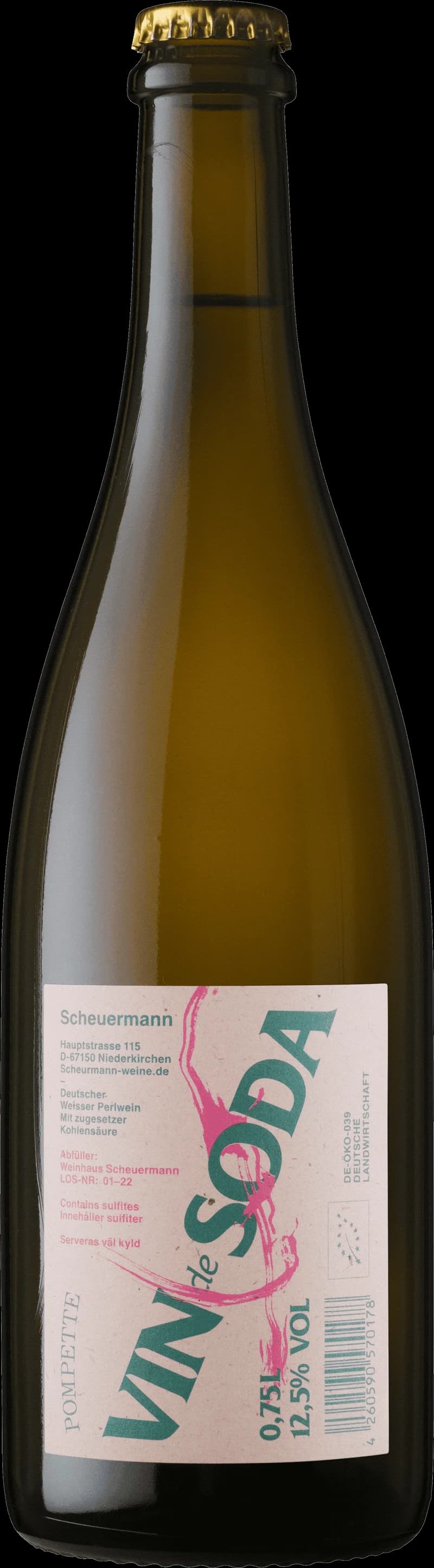 Scheuermann mousserande vin i ett glas med bubblor.