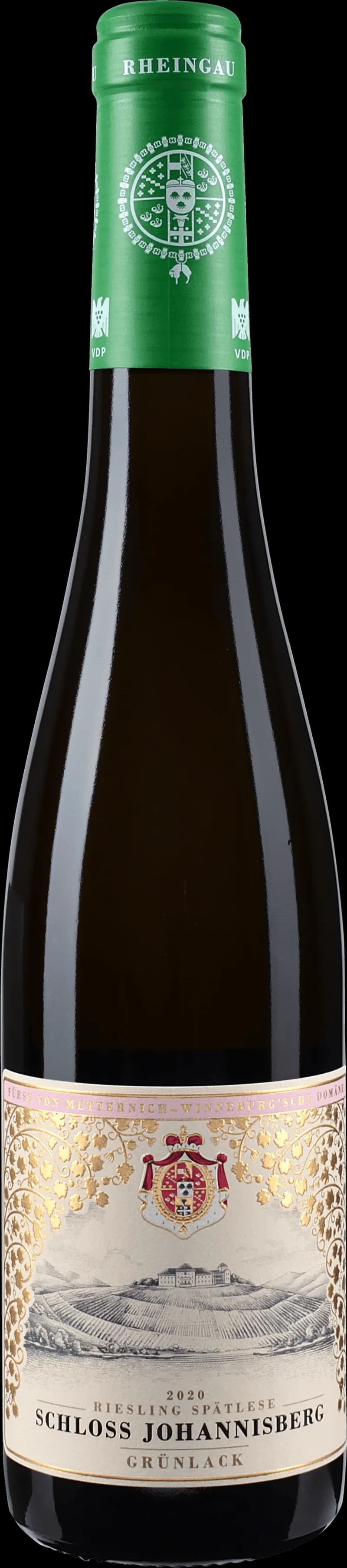 Flaska av vitt vin från Schloss Johannisberg på en elegant dukning.