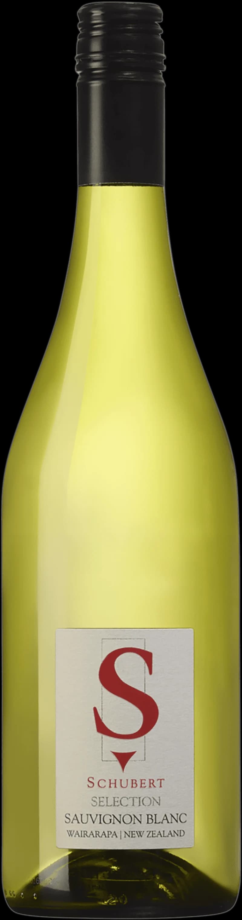 Flaska av Schubert Selection vitt vin mot ljus bakgrund