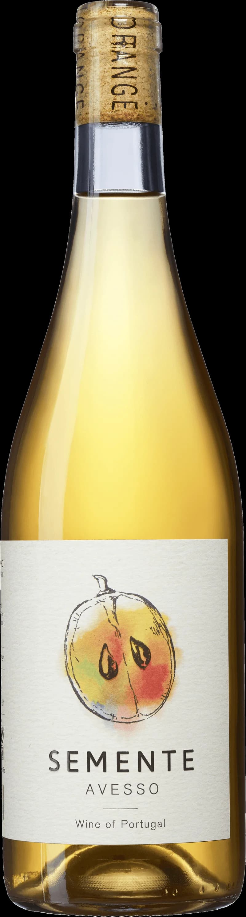 Flaska och glas med Semente Avesso vitt vin från 2009, årgång 01.