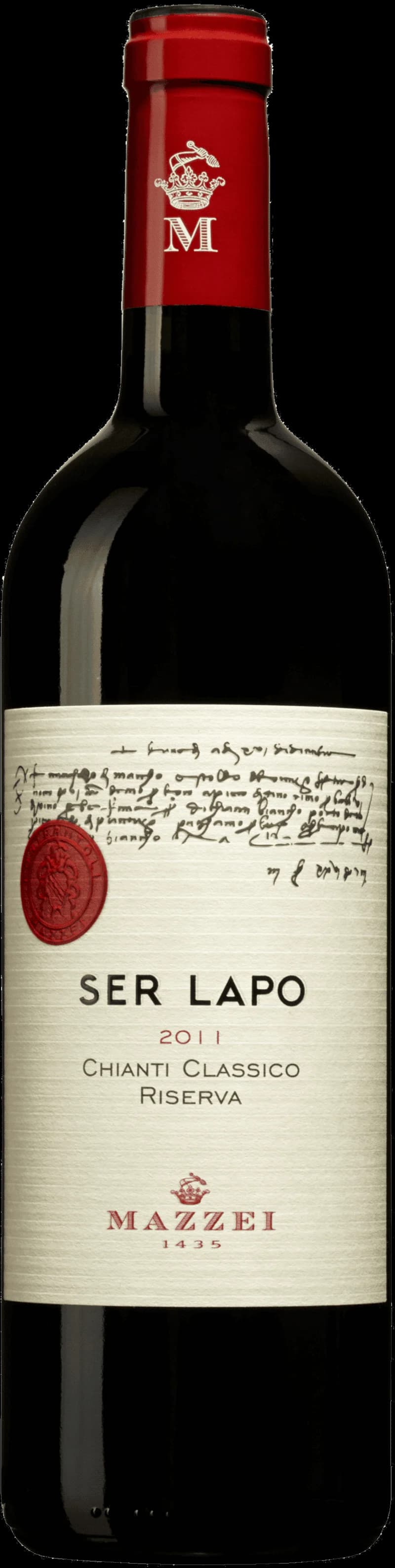 Flaska Ser Lapo rött vin på bordet