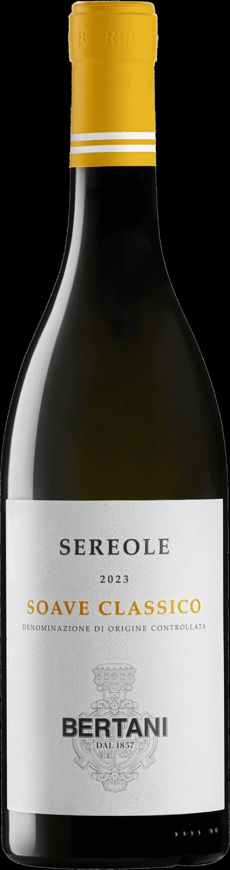 Flaska Sereole vitt vin på vit bakgrund